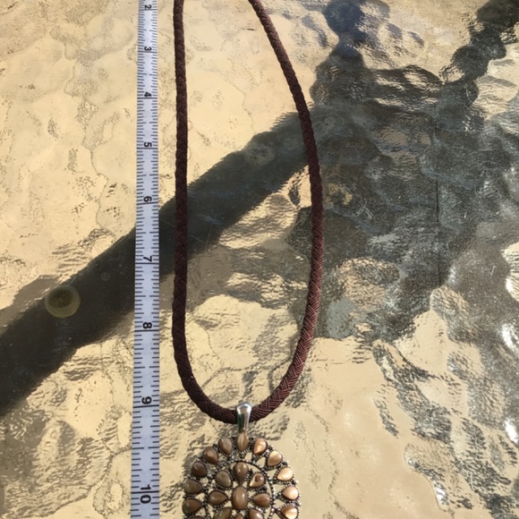 Chaps Brown Necklace with Silver and Tan Pendant - Picture 4 of 4